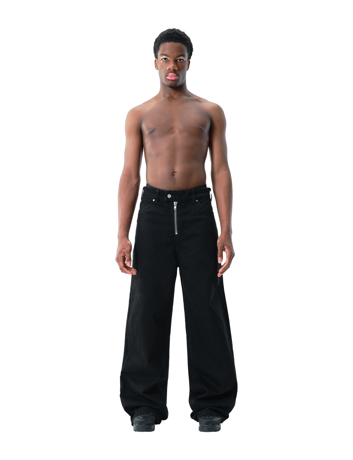 BLACK WIDE LEG DENIM PANTS