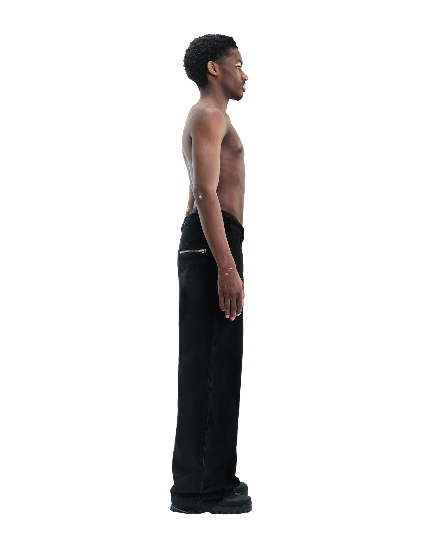 BLACK WIDE LEG DENIM PANTS