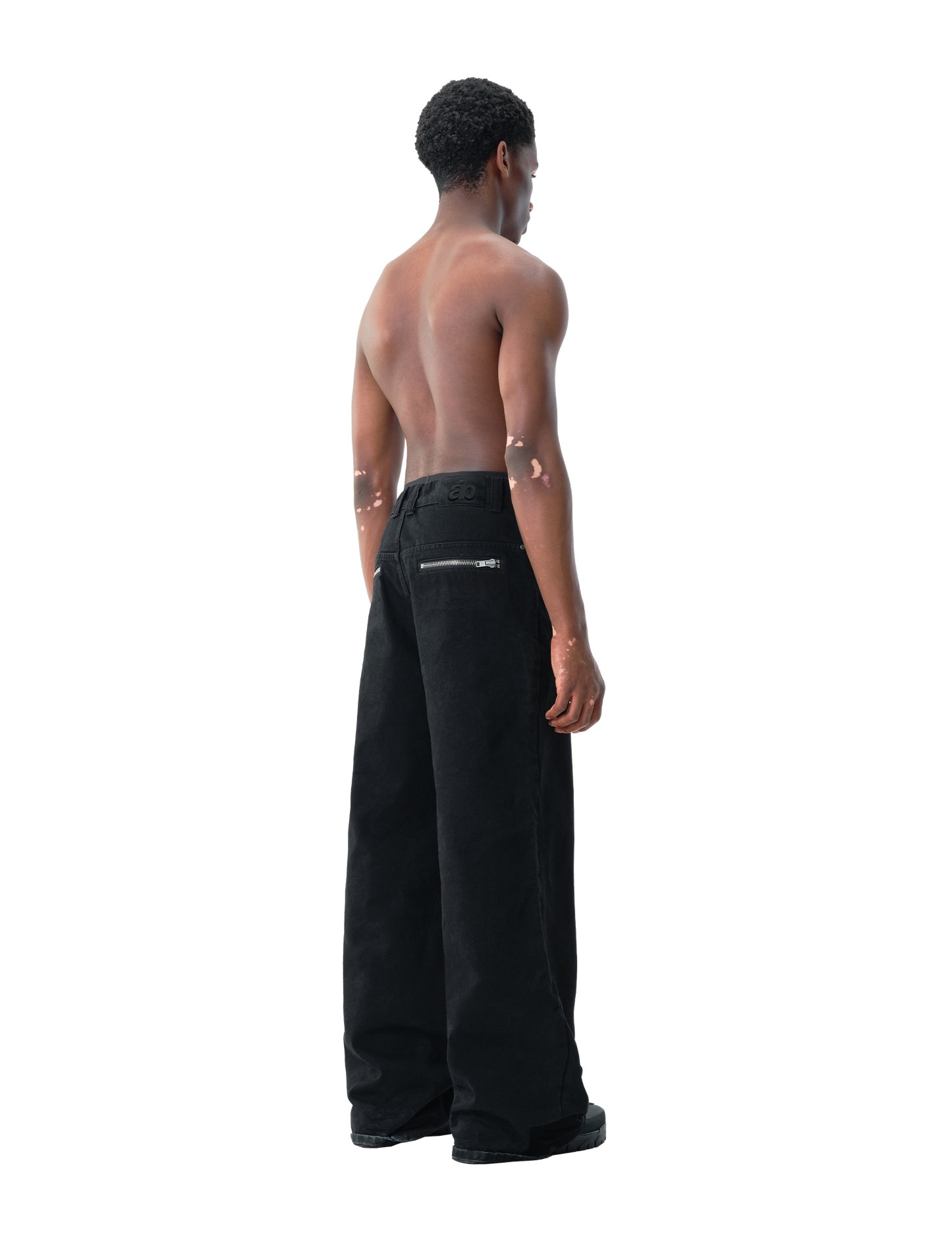 BLACK WIDE LEG DENIM PANTS