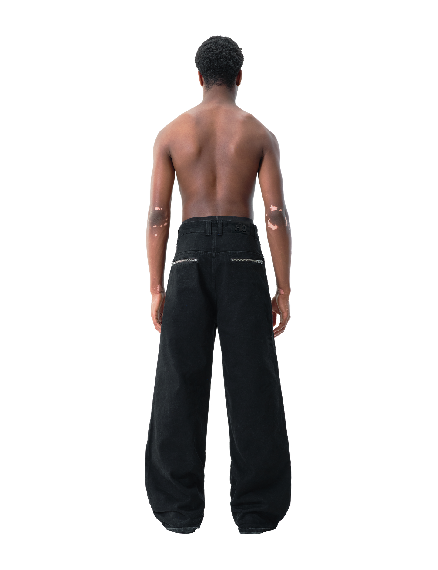 BLACK WIDE LEG DENIM PANTS
