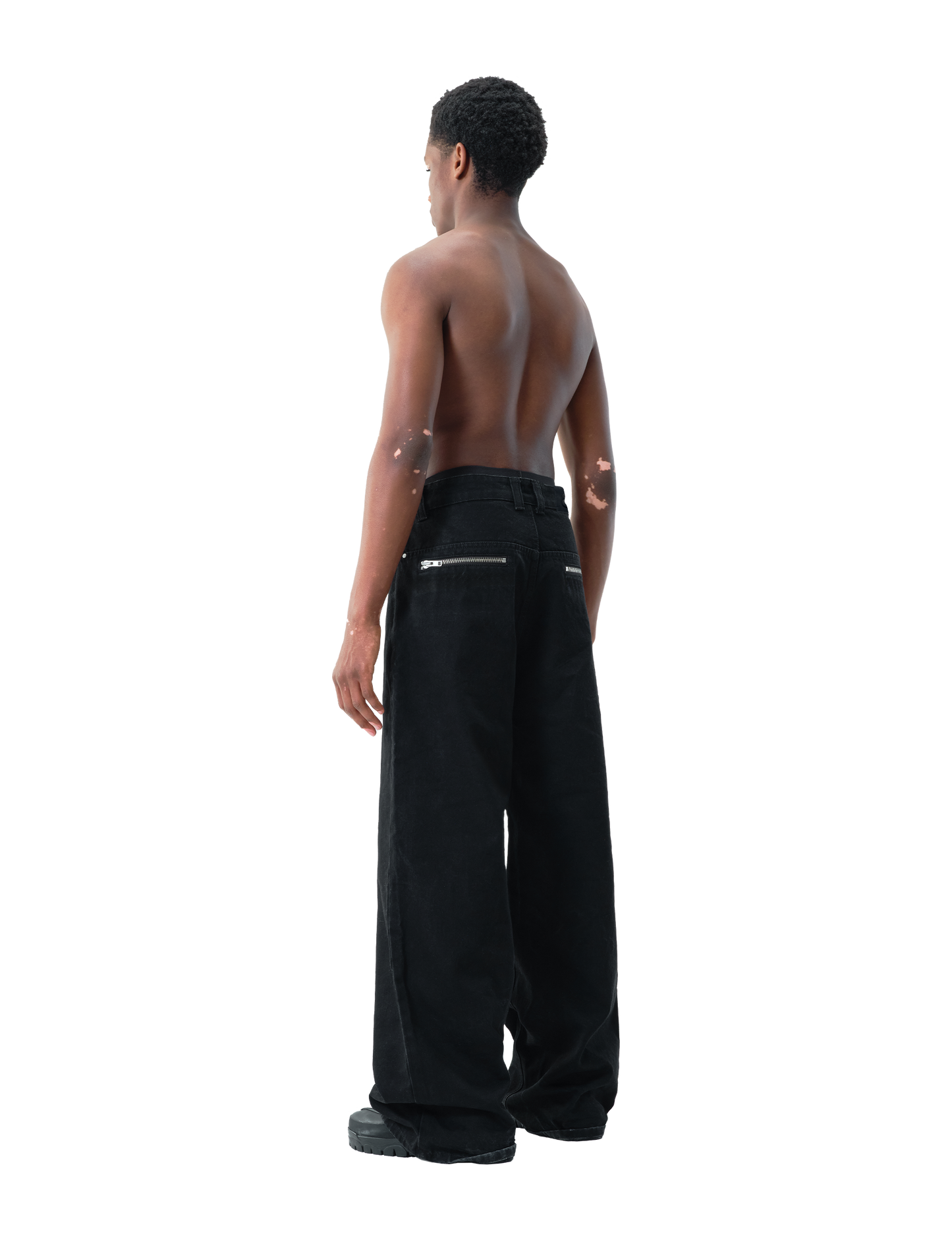 BLACK WIDE LEG DENIM PANTS