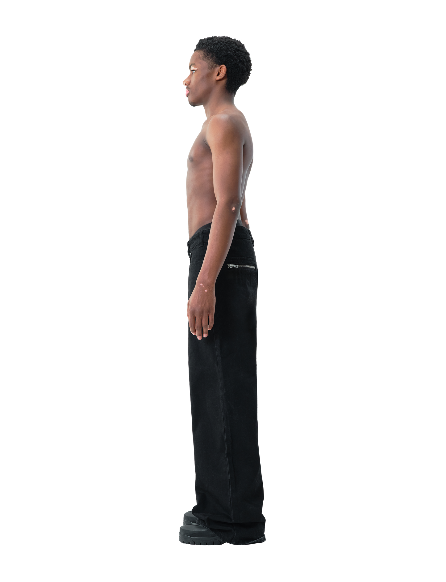 BLACK WIDE LEG DENIM PANTS