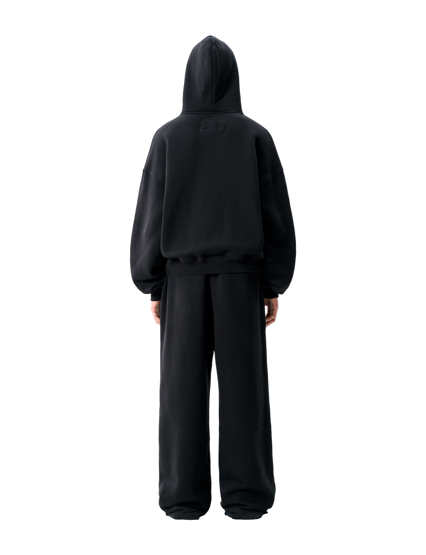 BLACK DISTRESSED ZIP-HOODIE