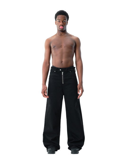 BLACK WIDE LEG DENIM PANTS