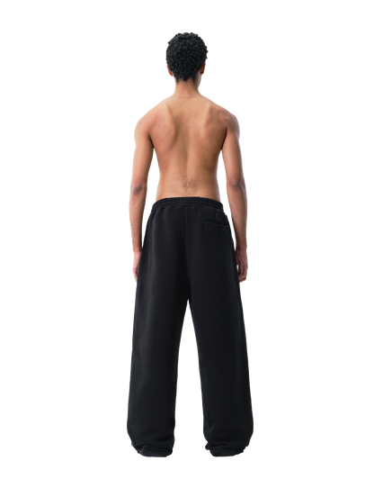 BLACK DISTRESSED SWEATPANTS